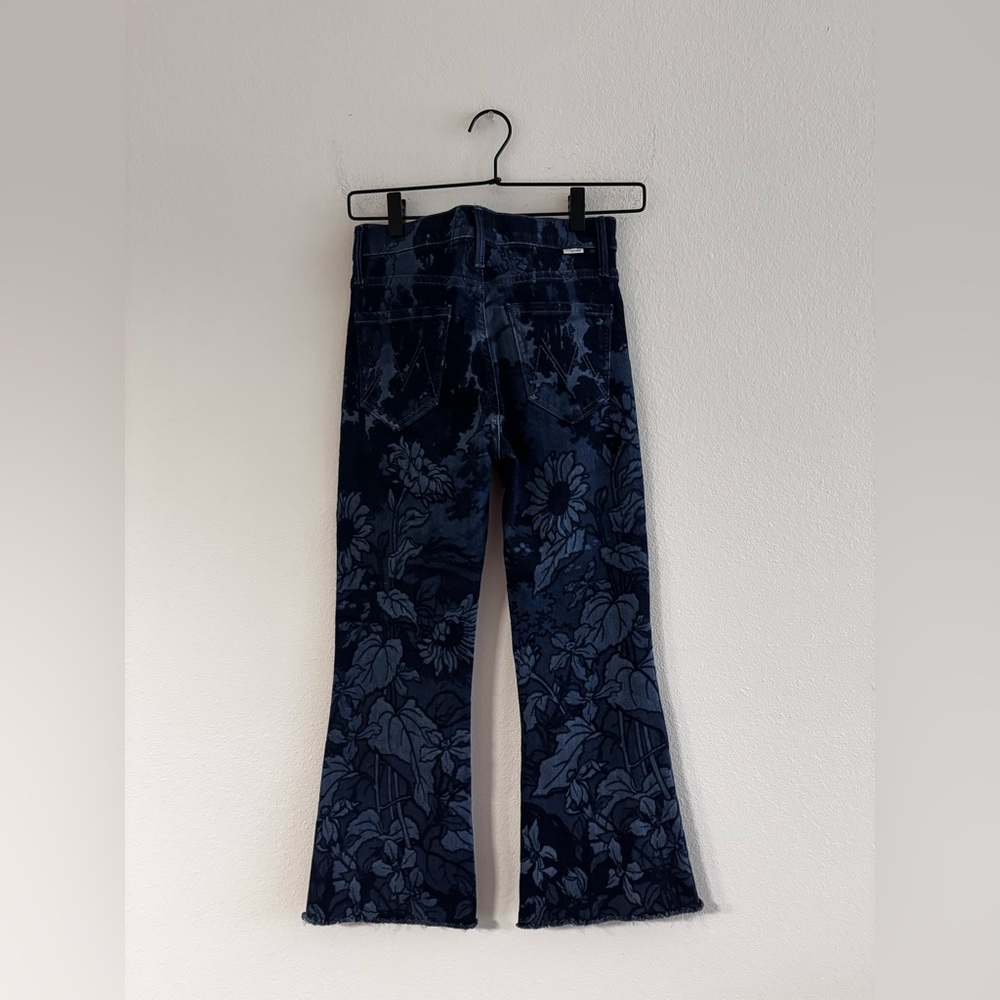 MOTHER Navy Floral Wide-Leg Jeans - Picture 6 of 10